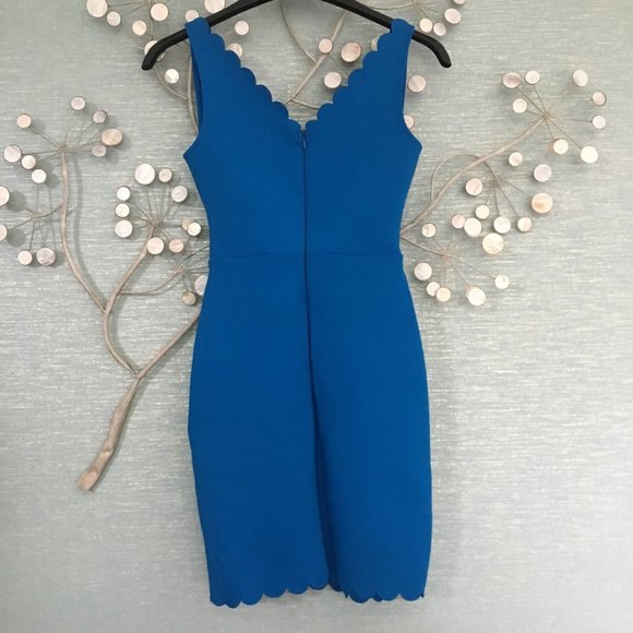 Top Shop Blue Scallop Cut Out Body Con Dress - Picture 3 of 3